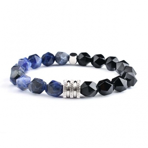 Star Cut Faceted Gemstone Beaded Streched Bracelet