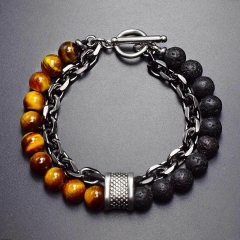 Yellow Tiger Eye+Black Lava