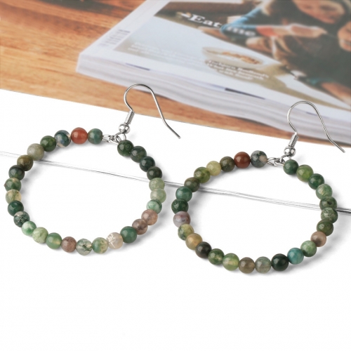 Beaded Circle Hoops Earrings