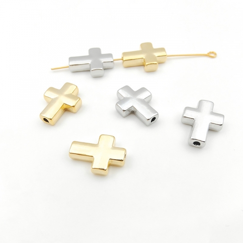 Gold Plated Cross Charm Spacer Beads