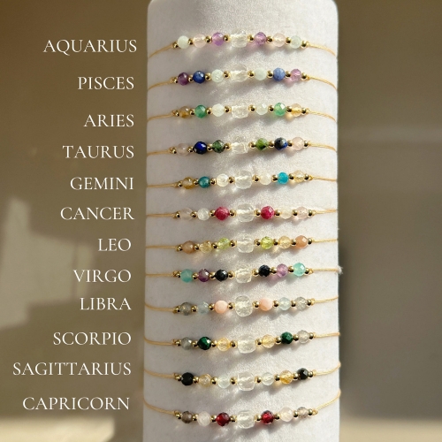 Tiny Semi Precious Stone Mini Bead Fengshui Horoscope Bracelets